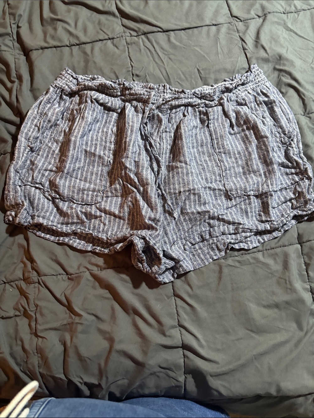 Time and Tru Gray and White Striped Women’s Lounge Shorts
